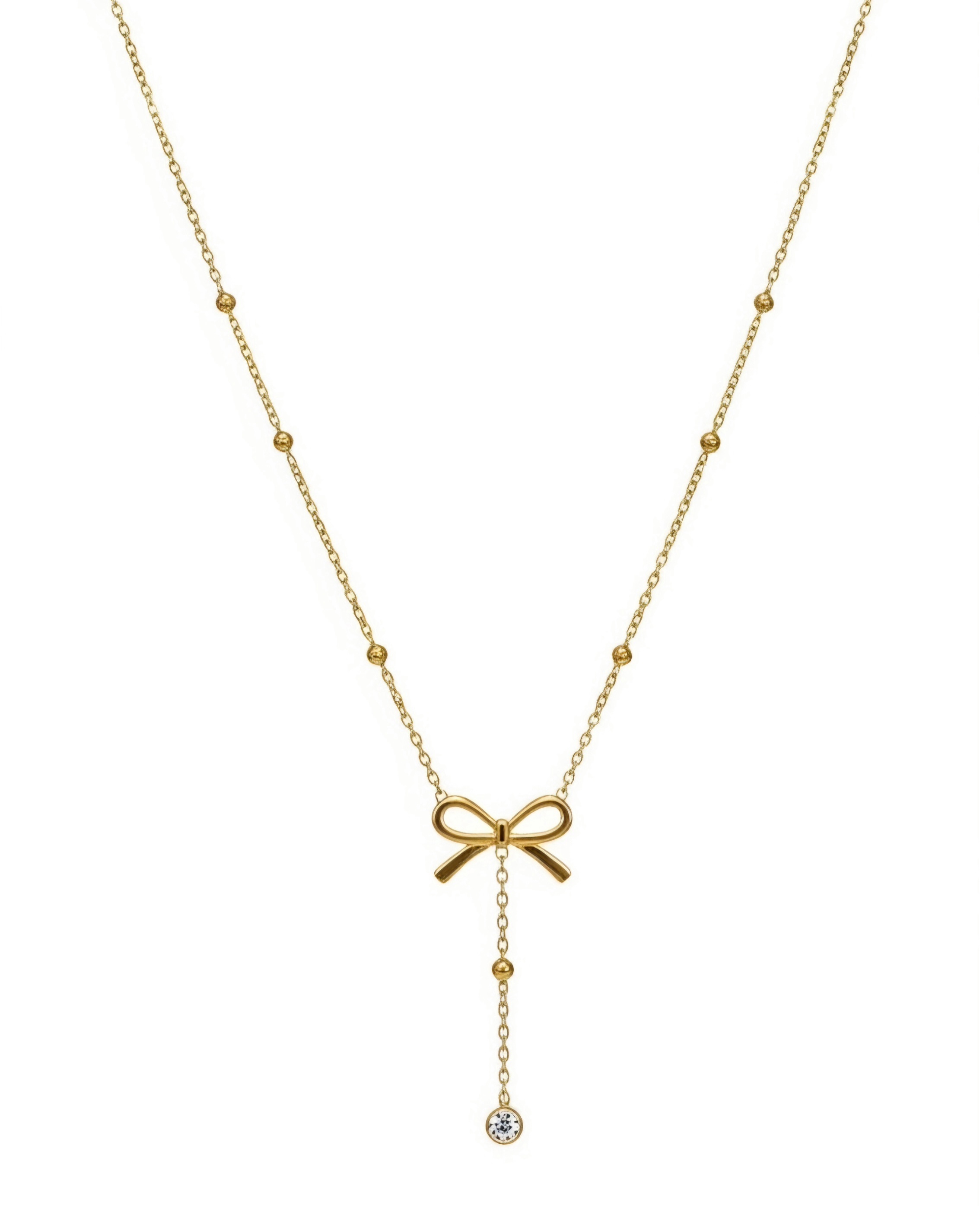 Gold Bow Drop Necklace